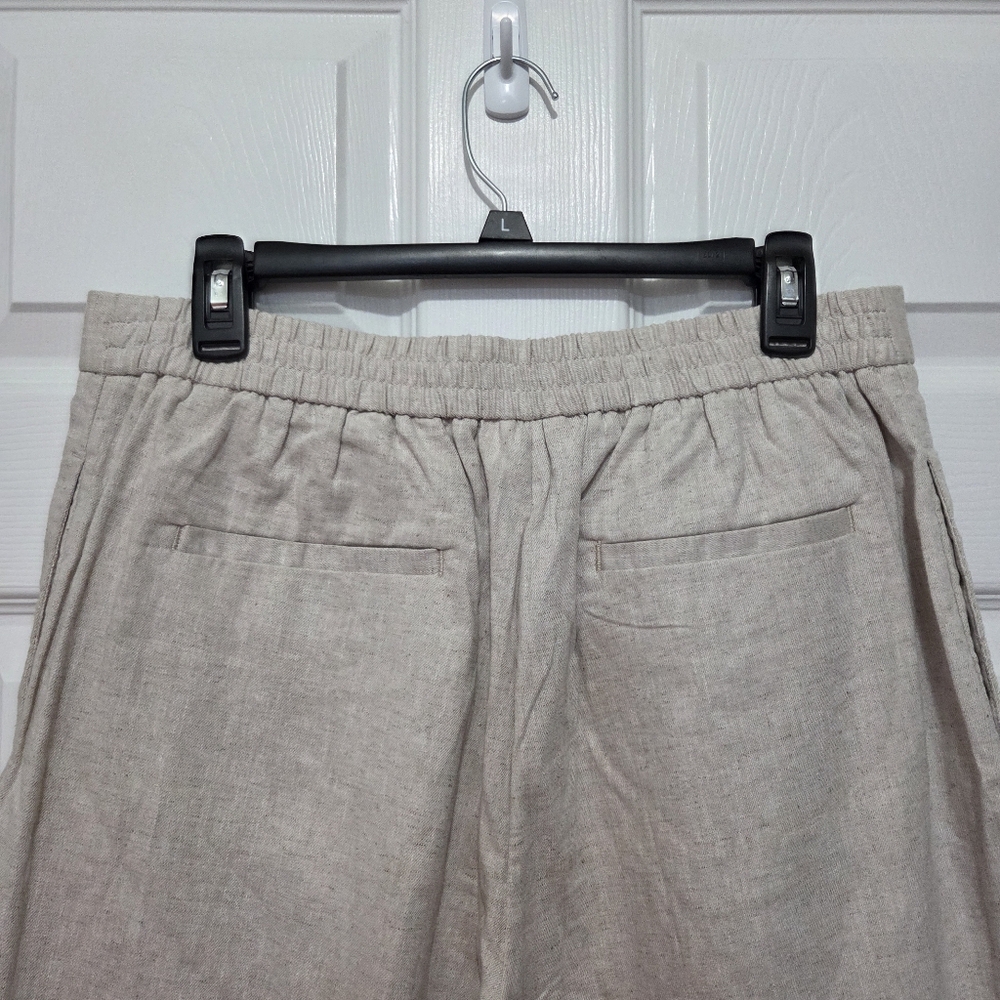 Banana Republic Linen Blend Pants, Beige Wide-Leg Pull-On Crop Pant Size Medium - Picture 9 of 15